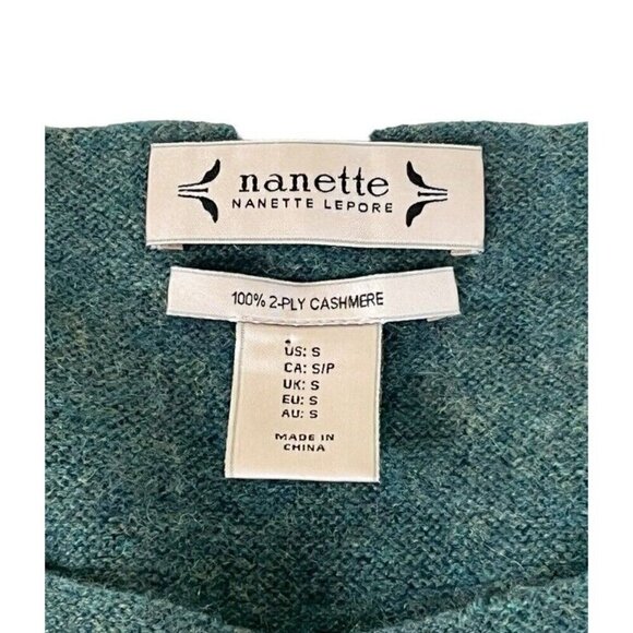Nanette Lepore Women's Sz Small Green 2-Ply 100% Cashmere Pullover Sweater - Picture 4 of 9